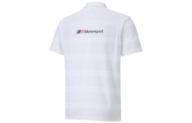 PUMA x BMW Motorsport Striped Short Sleeve Polo Shirt 'White Black' 598005-02