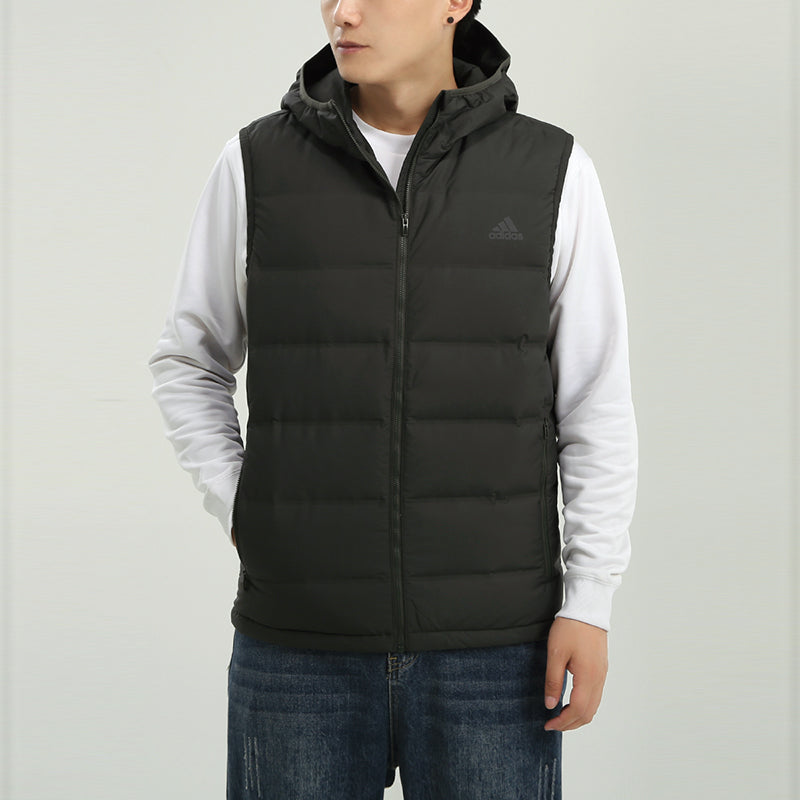 adidas Helionic Vest Stay Warm hooded Down Vest Brown GD4729