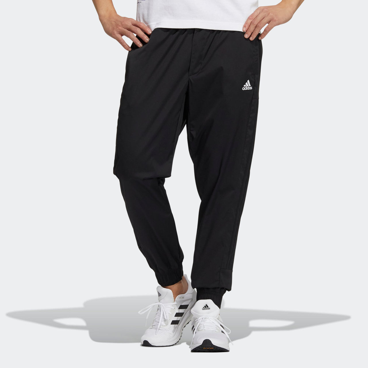 adidas Summer Wv Pants Logo Printing Woven Bundle Feet Sports Pants Black HD0352