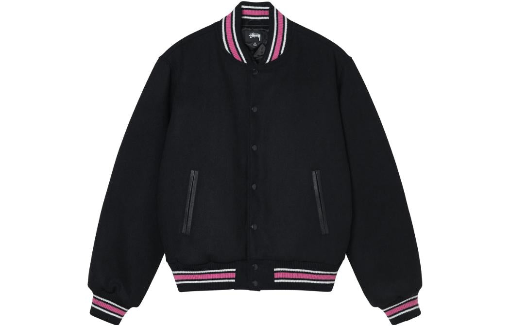 Stussy S Talk Melton Varsity Jacket 'Black' 115665