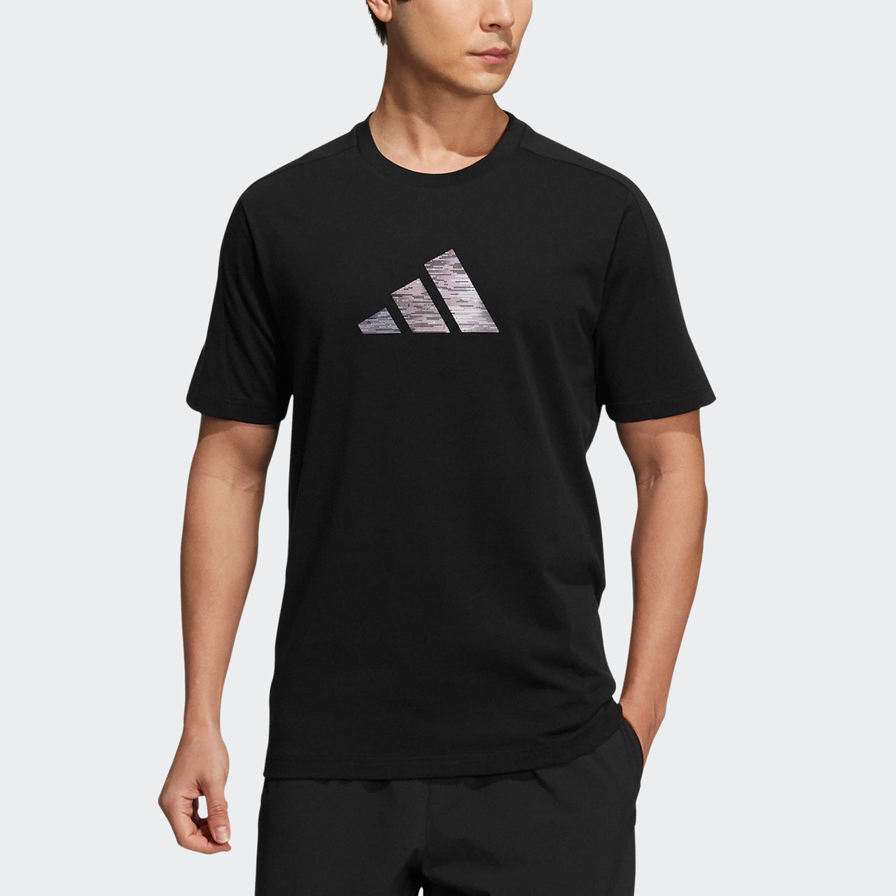 adidas Fi 3bar Tee Logo Casual Sports Round Neck Short Sleeve Black H39354