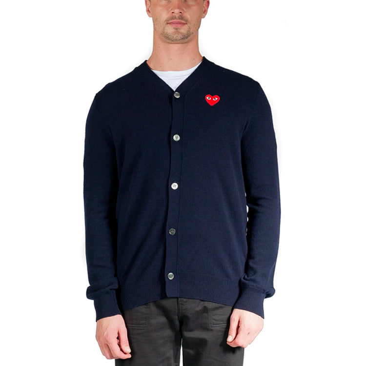 COMME des GARCONS PLAY Cardigan Red Emblem 'Navy' AZ-N008-051-2