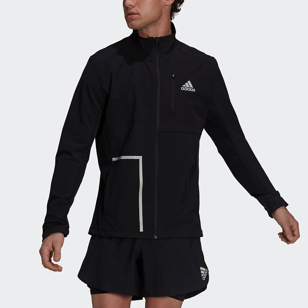 adidas Own The Run Jkt Training Sports Stand Collar Logo Jacket Black GT8926