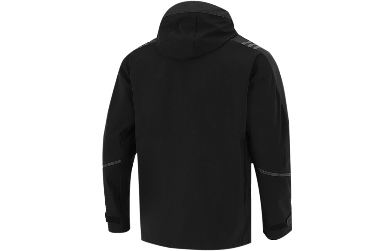 adidas Athleisure Casual Sports hooded Training Knit Jacket Black H40235