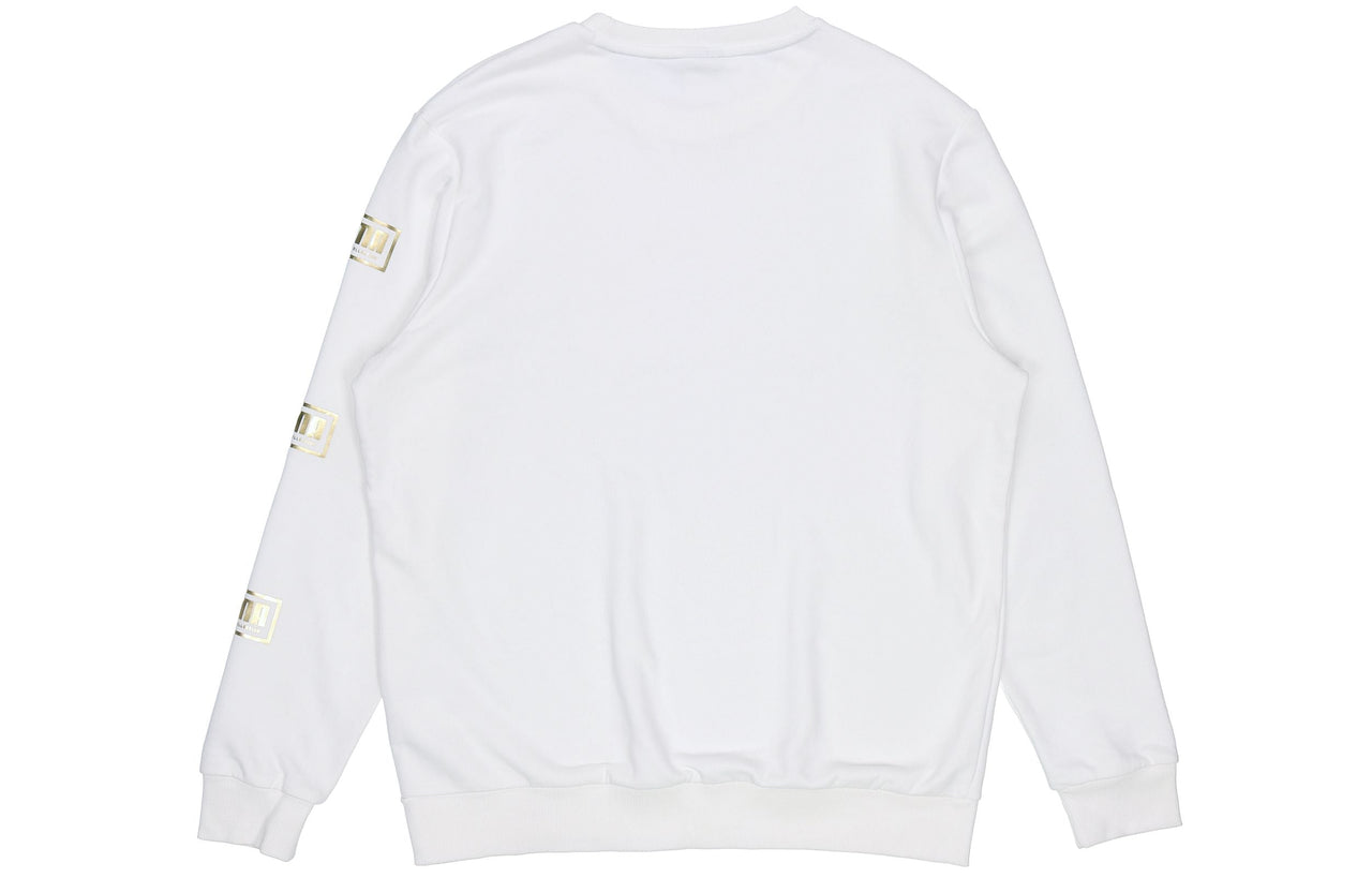 PUMA Holiday logo Bronzing Printing Casual Sports Round Neck Pullover White 586348-02