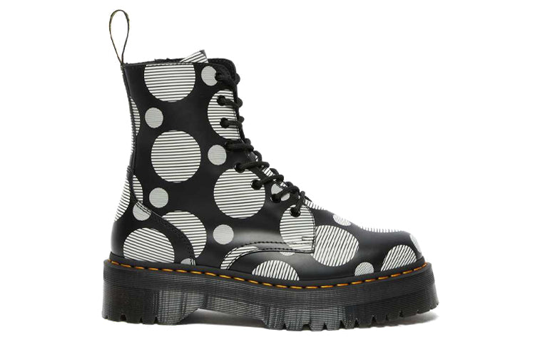 (WMNS) Dr. Martens Jadon Polka Dot Smooth Leather Platform Boots 'Black' 26882009