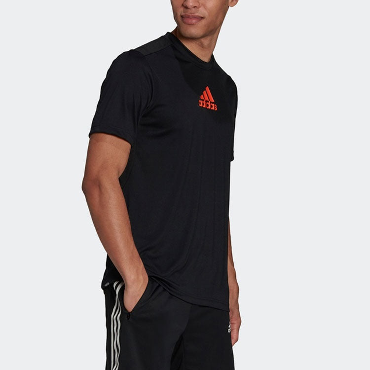 Men's adidas Solid Color Alphabet Logo Printing Pullover Sports Short Sleeve Black T-Shirt GM2145