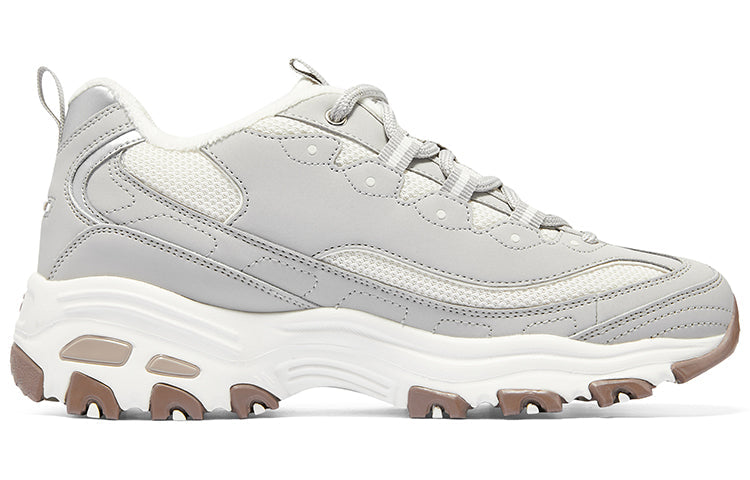 (WMNS) Skechers D'lites-looking Glass Marathon Running Shoes 'Grey White Brown' 896268-GRY