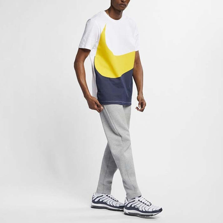 Nike Large Colorblock Sports Pullover Round Neck Short Sleeve White Yellow Blue Colorblock CK9586-102
