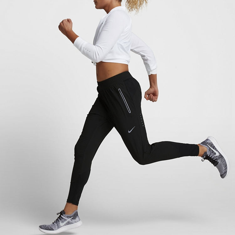 (WMNS) Nike Small Logo Elastic Waistband Running Sports Long Pants Black 885259-010