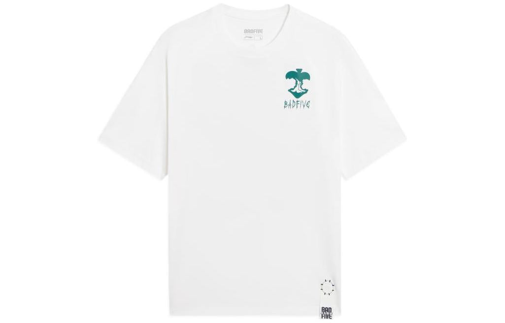 Li-Ning BadFive Graphic Loose Fit T-shirt 'White Teal' AHSS421-4