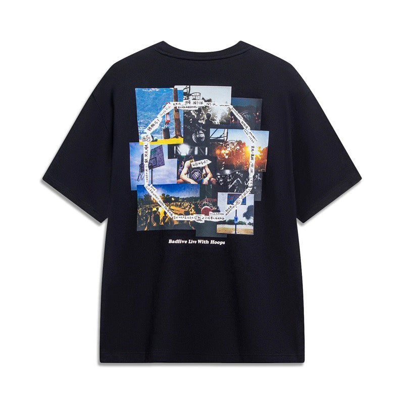 Li-Ning BadFive Live With Hoops Graphic T-shirt 'Black' AHST281-2