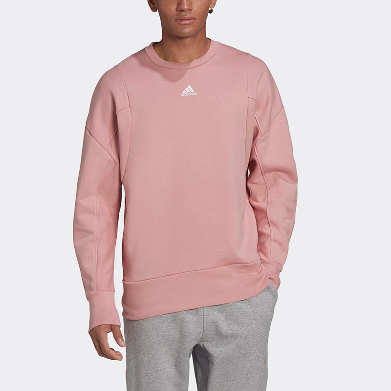 Men's adidas Sports Round Neck Pullover Breathable Pink HB0479