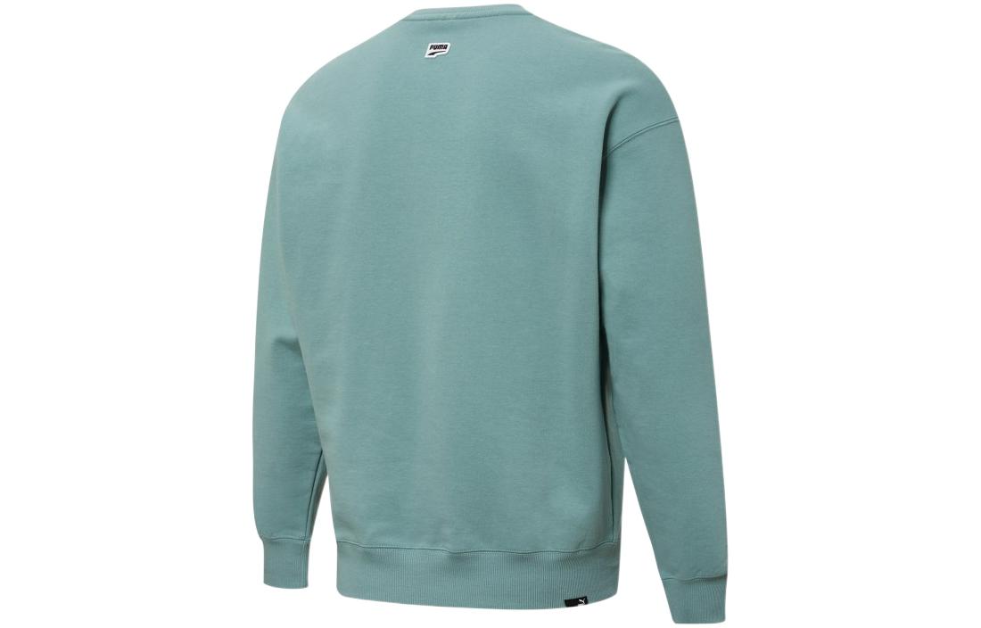 PUMA Downtown Graphic Crew Tr Living Series Logo Embroidered Pattern Knit Round Neck Pullover Blue 533677-50