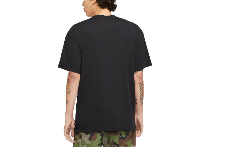 Men's Nike SB Logo Printing Sports Skateboard Short Sleeve Black T-Shirt DC7818-010