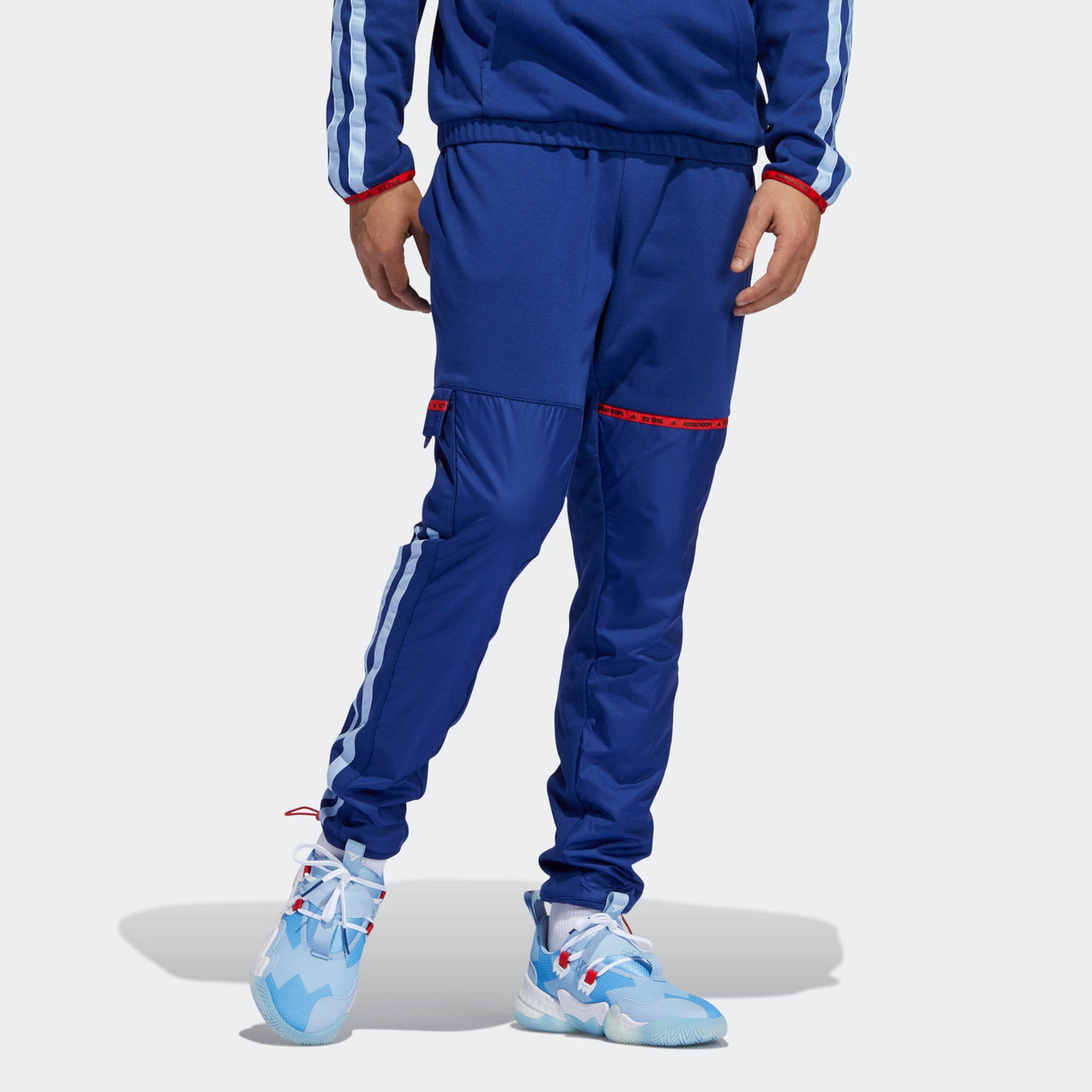 Men's adidas x Trey Young Crossover Trae Pant Splicing Basketball Sports Pants/Trousers/Joggers Blue H56315