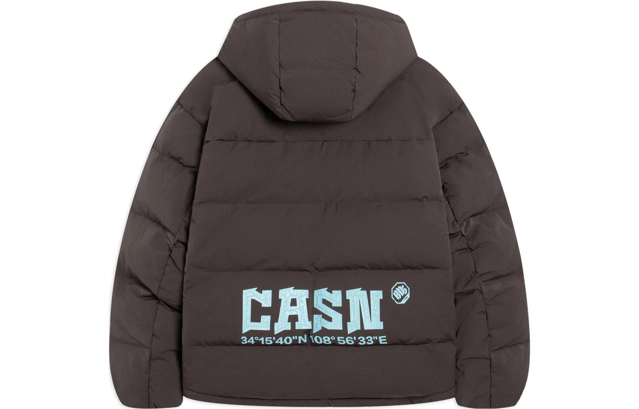 Li-Ning BadFive Changan Boy Graphic Hooded Down Jacket 'Brown' AYMS343-3