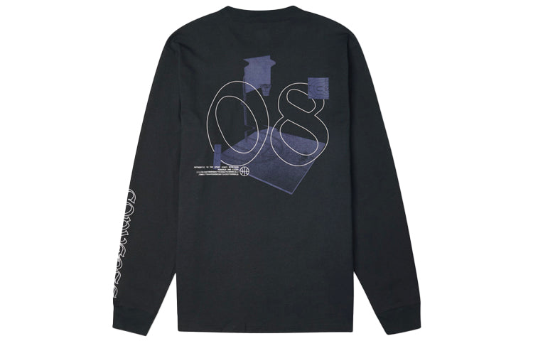 Converse Distorted Court Long Sleeve T-Shirt 'Black' 10021108-A01