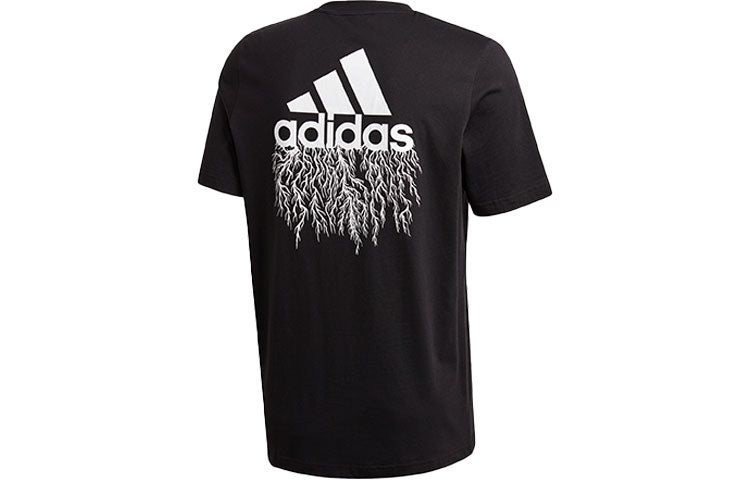 adidas M Ris T Sports Training Printing Logo Round Neck Short Sleeve Black GD5920