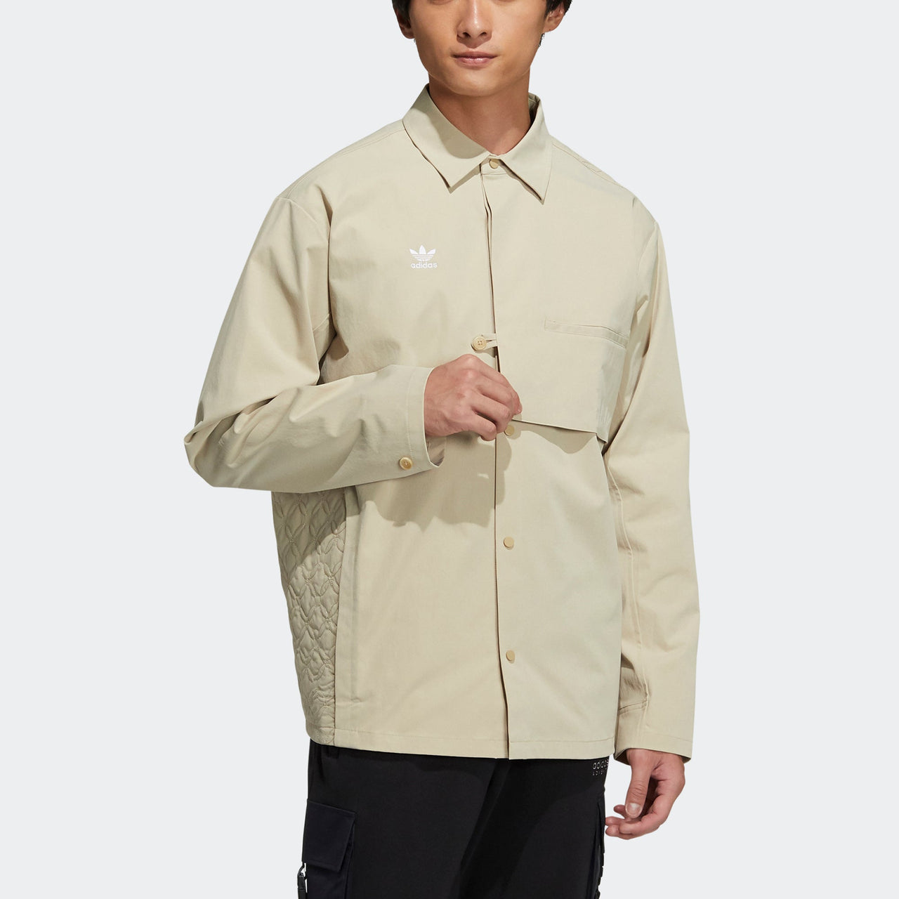 Men's adidas originals Cny Limited Button Sports Long Sleeves Prairie Brown Shirt HD0348