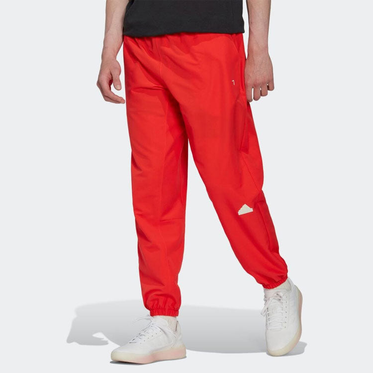 Men's adidas Solid Color Logo Bundle Feet Casual Sports Pants/Trousers/Joggers Autumn Red HG2068