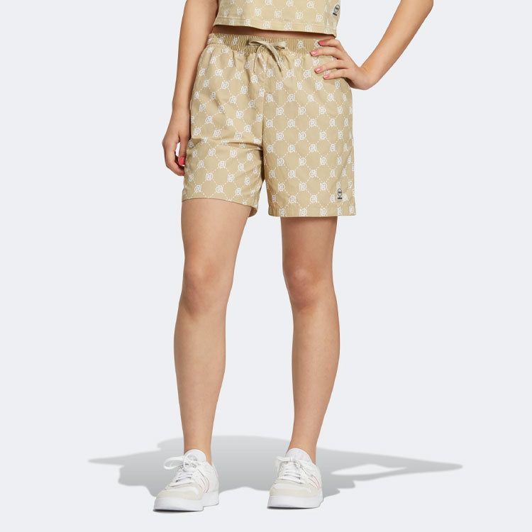 (WMNS) adidas Neo Pattern Printing Lacing Casual Sports Shorts 'Brown' IB5844