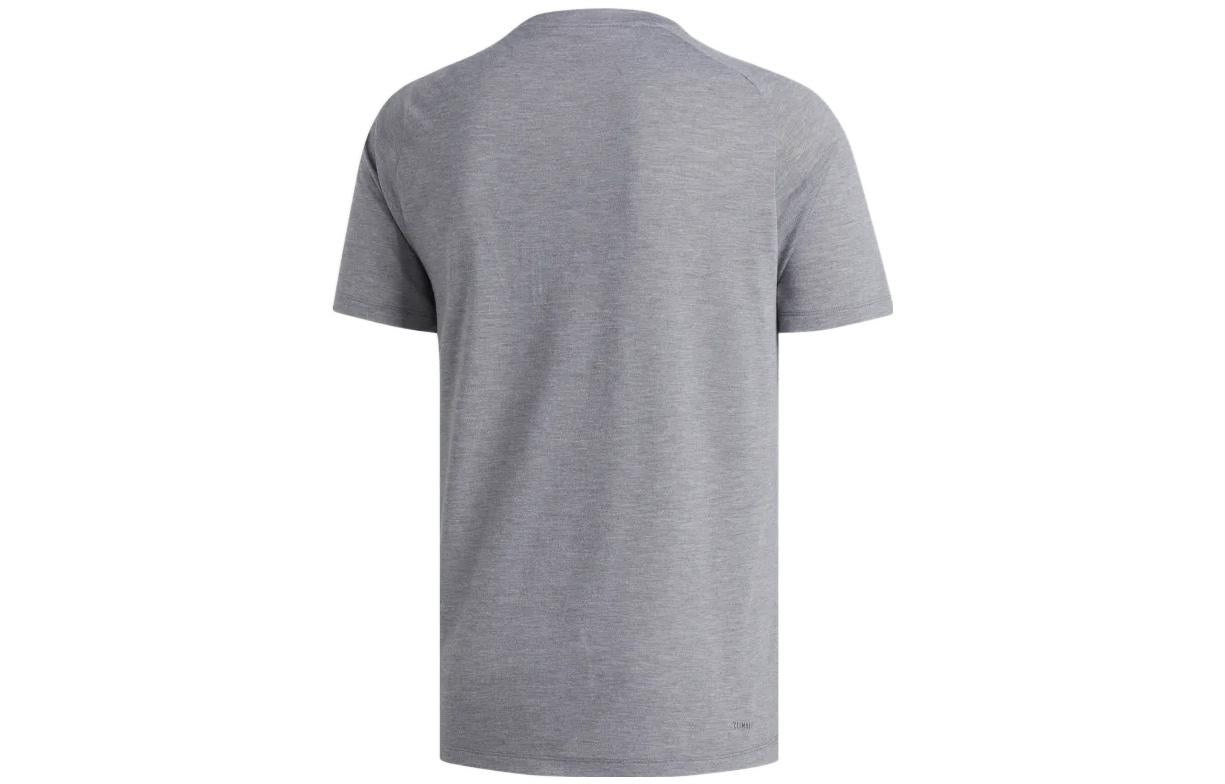 adidas Solid Color Logo Round Neck Sports Short Sleeve Gray EH4719