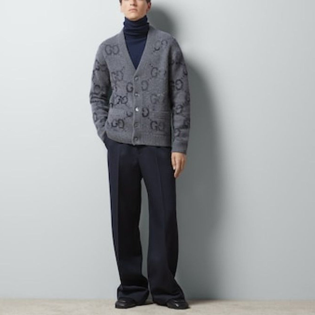 Gucci Wool Cardigan With GG Intarsia 'Grey' 770507-XKDSJ-1128