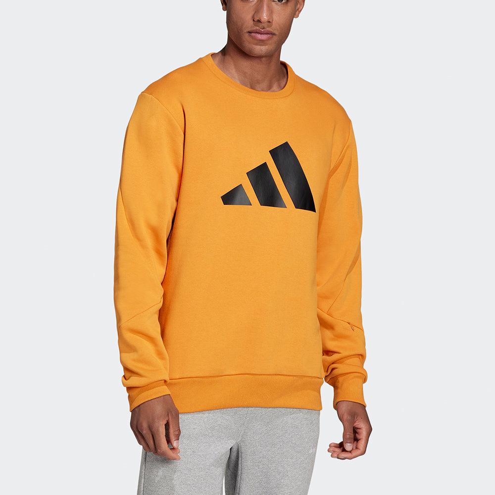 Men's adidas Fi Wtr Crew Large Logo Printing Sports Round Neck Pullover Orange H46508