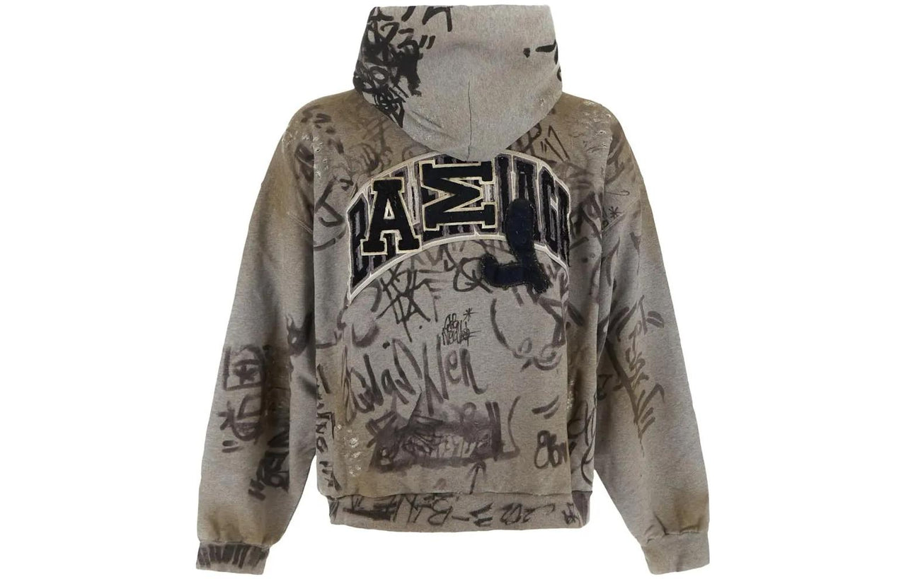 Balenciaga Scribbled Medium Fit Hoodie 'Grey' 744457TOVA81300
