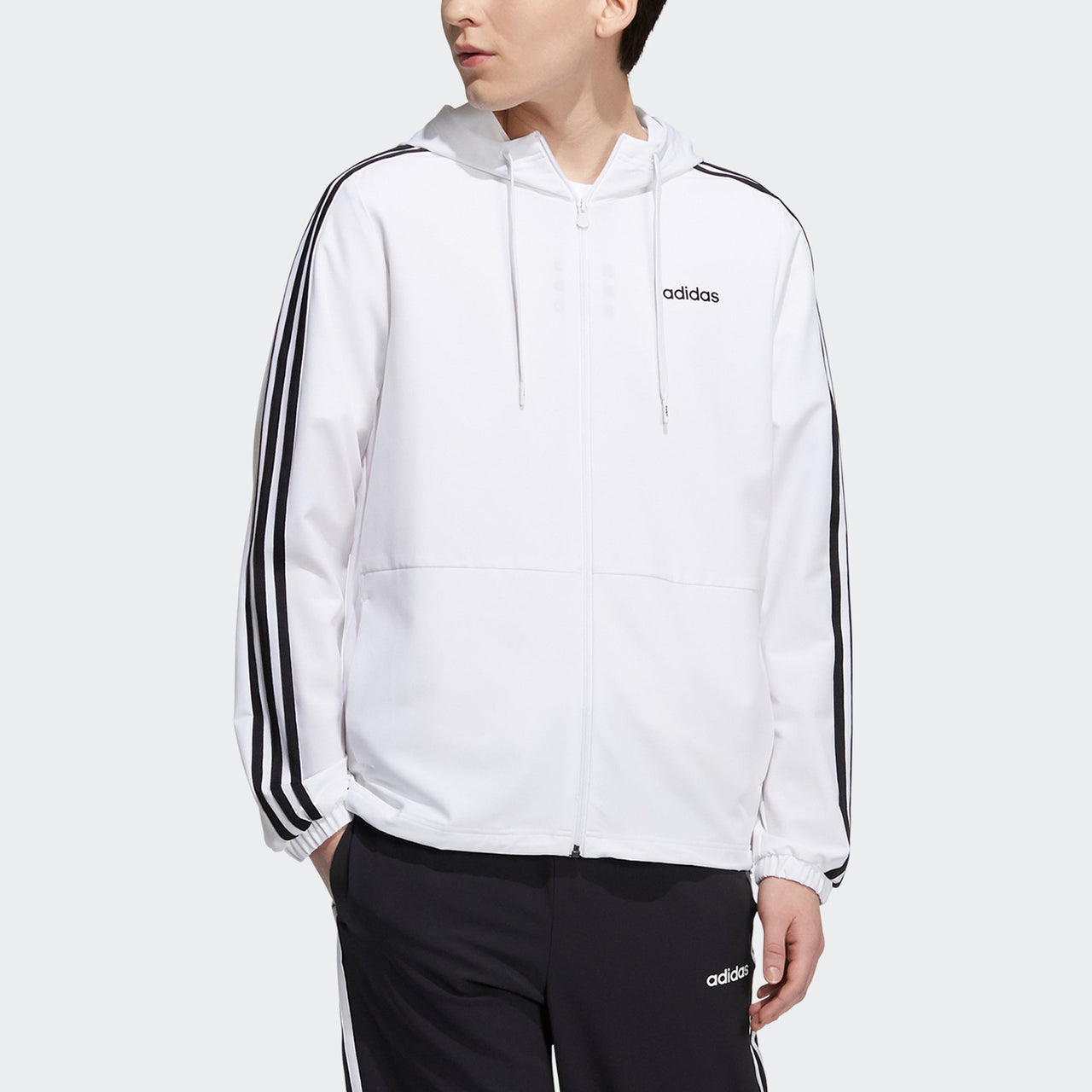 adidas neo M Ce 3s Wndbrk Casual Sports Stripe Hooded Jacket White H14195