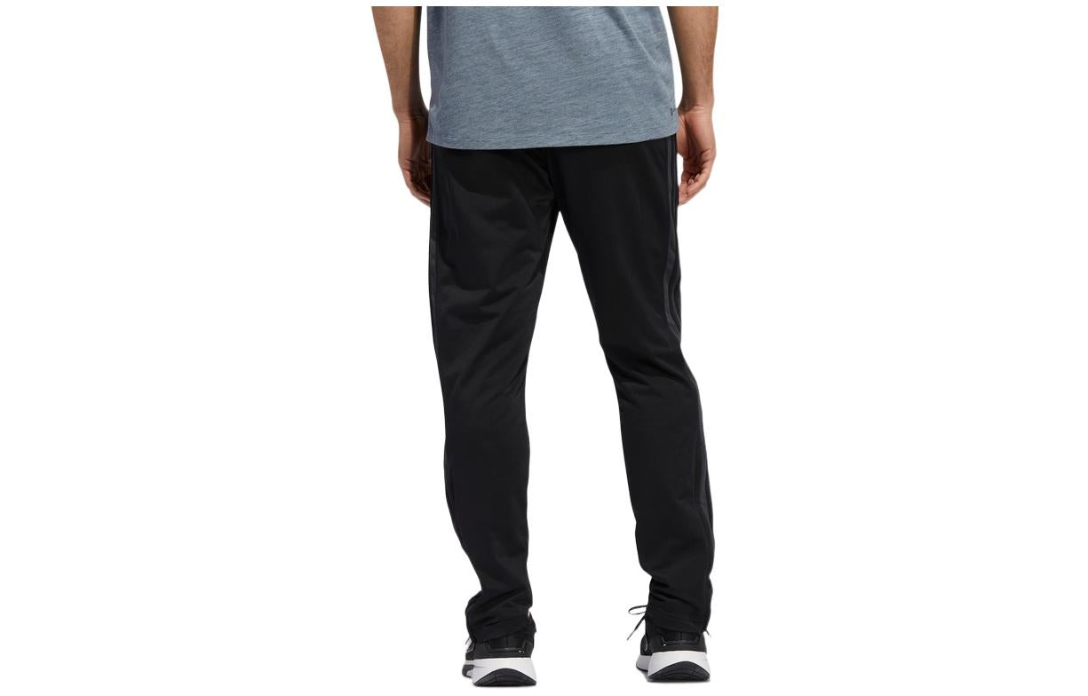 Men's adidas Solid Color Stripe Logo Embroidered Straight Sports Pants/Trousers/Joggers Black FL4870