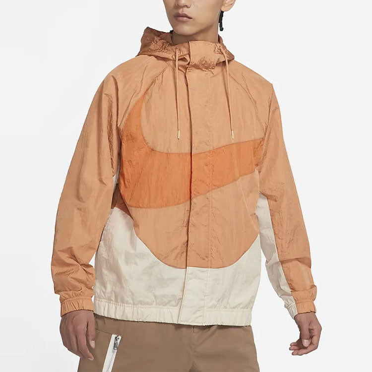 Men's Nike Sportswear Swoosh Contrasting Colors Large Logo Hooded Woven Jacket Orange DD5968-212