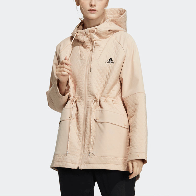 (WMNS) adidas Logo Hooded Jacket Red Pink H07386