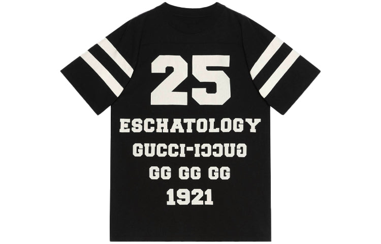 GUCCI SS21 1921 Series Alphabet Printing Casual Short Sleeve Black 660744-XJDKK-1289