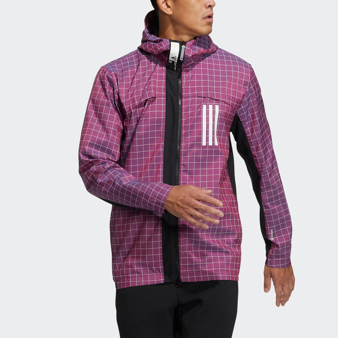 adidas WND Sports Plaid Windproof Hooded Jacket Purple GH8162
