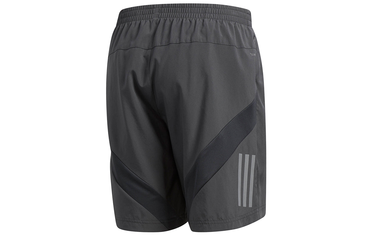 adidas Own the Run Sho Training Sports Reflective Stripe Woven Shorts Gray DT4817