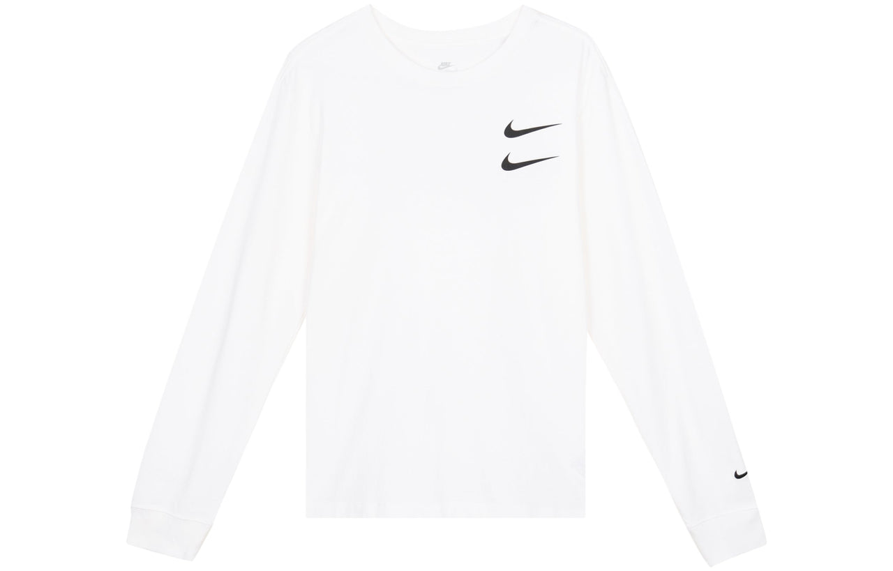 Nike MENS Swoosh Casual Sports Double-Hook Crew-neck Long Sleeve White DB6156-100