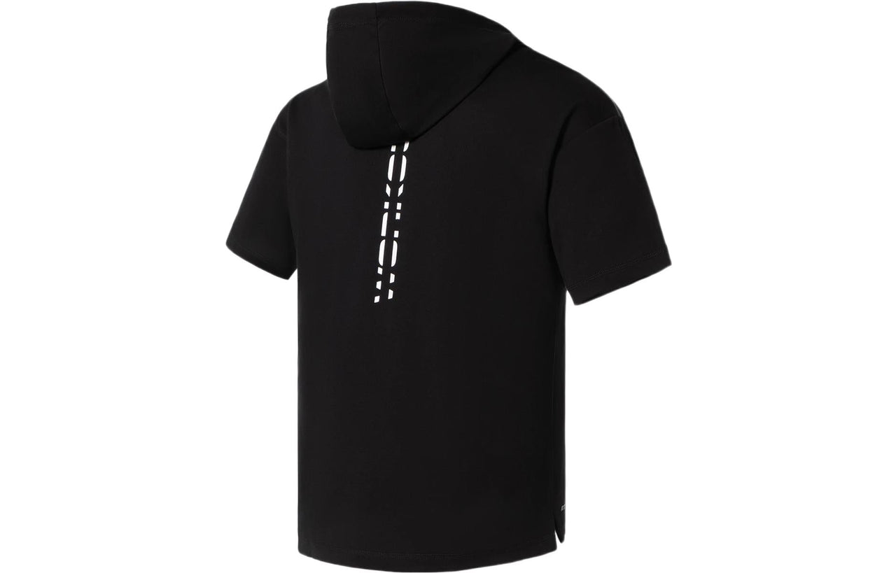 Li-Ning Logo Short Sleeve Hoodie 'Black Pink' AAES013-1