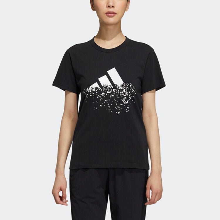 (WMNS) adidas Str Tee Gfx Logo Printing Sports Round Neck Short Sleeve Black T-Shirt GP0599