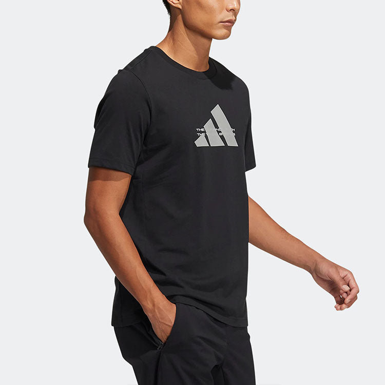 adidas Alphabet Logo Printing Sports Short Sleeve Black HE9937