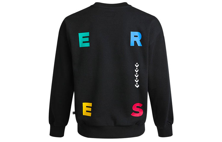 Converse Sports Contrast Letter Print Crew Neck Sweatshirt 'Black' 10022414-A01