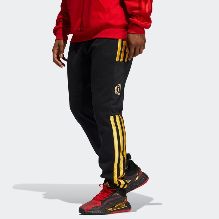 adidas Cny Rose Pant Logo Stripe Basketball Sports Long Pants Black GN5368