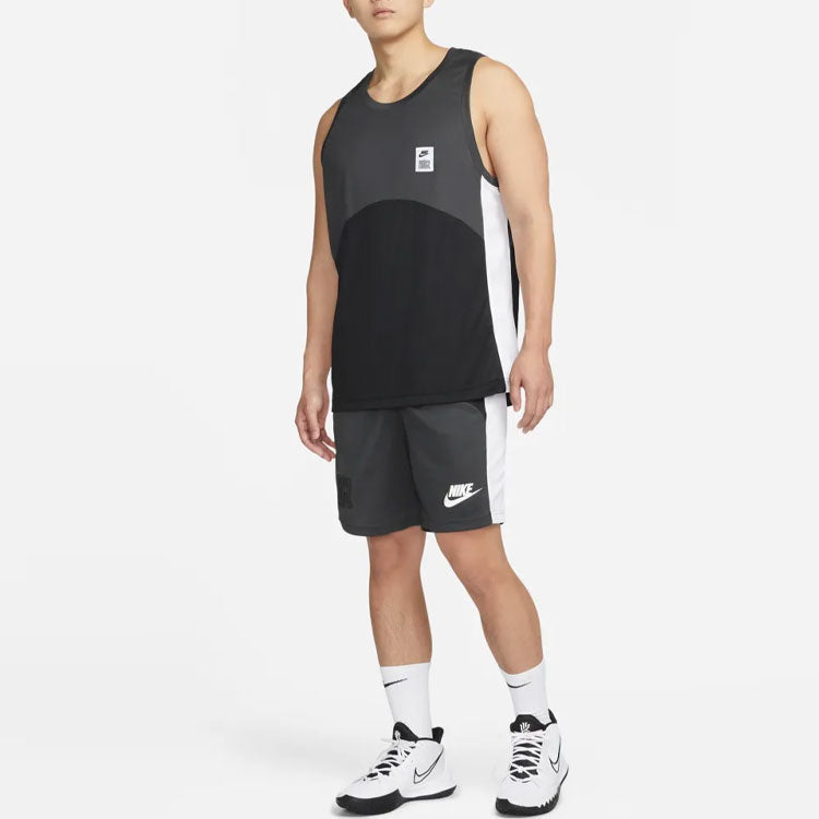 Men's Nike Colorblock Logo Straight Shorts Black Gray DQ5827-010