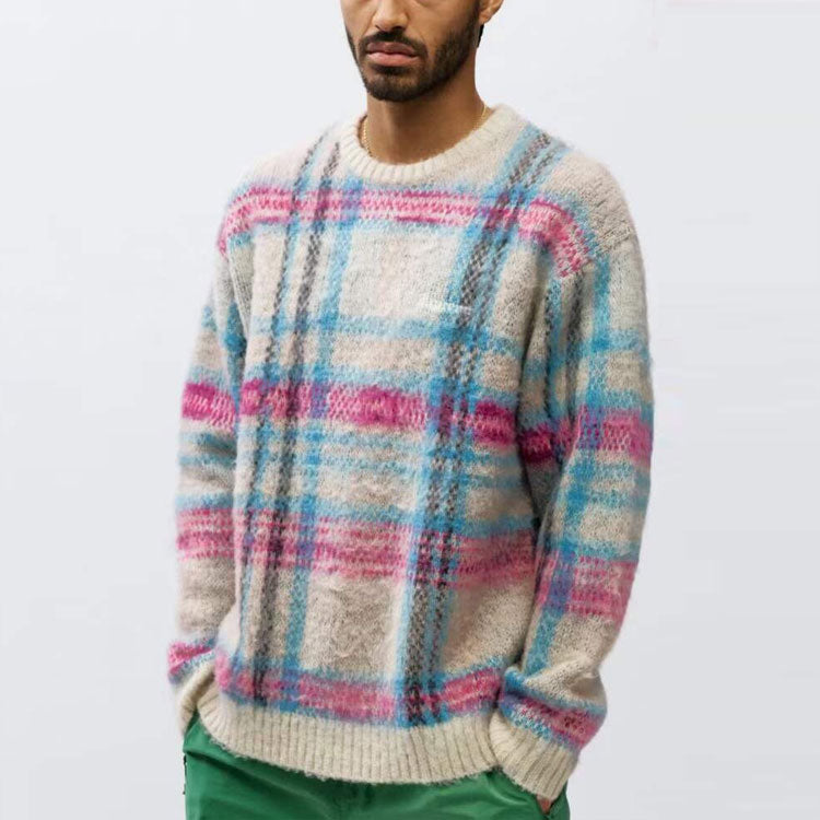 Supreme Brushed Plaid Sweater 'White Blue Pink' SUP-FW20-260