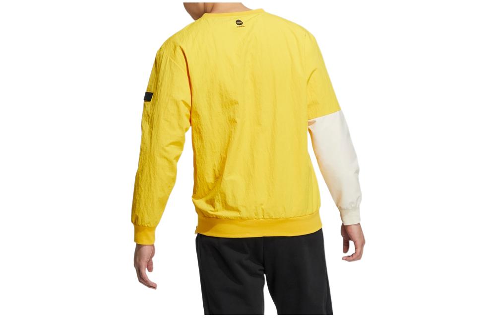Men's adidas neo Colorblock Loose Alphabet Round Neck Long Sleeves Yellow HD4637