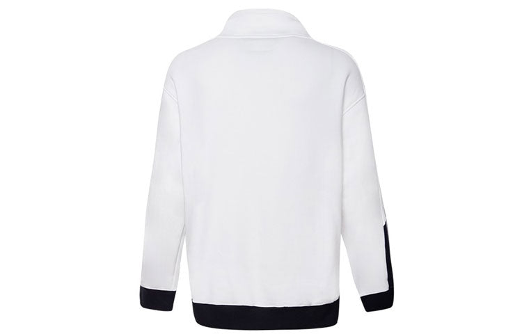 Men's Converse Contrasting Colors Logo Stand Collar Sports Pullover White 10019472-A01