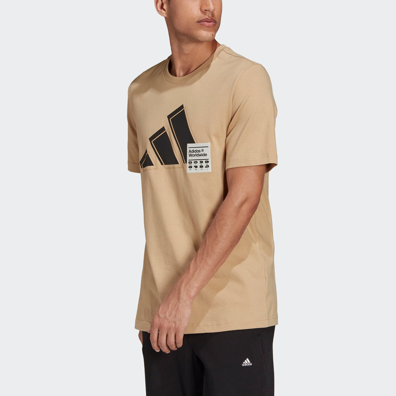 adidas 3bar Logo Tee Logo Printing Sports Round Neck Short Sleeve Khaki GU3644