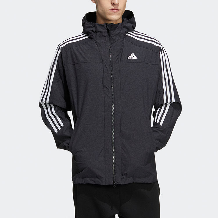 adidas M 3ST 247 CL JK Contrasting Colors Stripe Sports Hooded Jacket Black HC9962