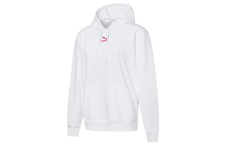 (WMNS) PUMA Hoody Logo Printing Sports Drawstring Hoodie White 534417-02